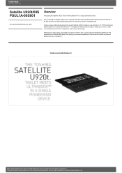 Toshiba Satellite U920t PSUL1A-00S001 Detailed Specs for Satellite U920t PSUL1A-00S001 AU/NZ; English