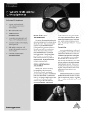 Behringer DJ Headphones HPX6000 Brochure