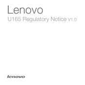 Lenovo U165 Laptop Lenovo IdeaPad U165 Regulatory Notice V1.0