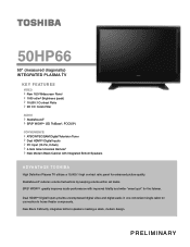 Toshiba 50HP66 Printable Spec Sheet