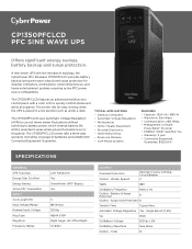 CyberPower CP1350PFCLCD Datasheet