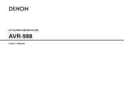 Denon AVR 988 Owners Manual - English