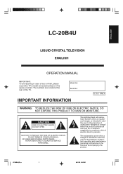 Sharp LC-20B4USM LC-20B4U-S Operation Manual
