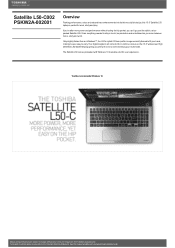 Toshiba Satellite L50 PSKW2A Detailed Specs for Satellite L50 PSKW2A-002001 AU/NZ; English