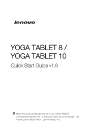 Lenovo Yoga 8 (English) Quick Start Guide - Yoga Tablet 10/Yoga Tablet 8