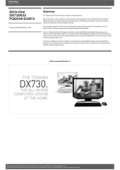 Toshiba DX730 PQQ10A-032013 Detailed Specs for All In One DX730 PQQ10A-032013 AU/NZ; English