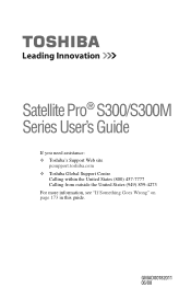 Toshiba S300 S1001 Toshiba User's Guide for Satellite S300/S300M (Windows Vista)