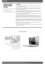 Toshiba Satellite L50 PSKM2A-009005 Detailed Specs for Satellite L50 PSKM2A-009005 AU/NZ; English