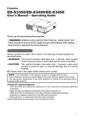 Hitachi ED-X3400 User Manual