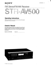 Sony STR-AV500 Operating Instructions
