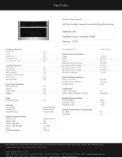 Electrolux EMBD3010AS Product Specifications Sheet English