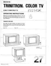 Sony KV-2783R Primary User Manual