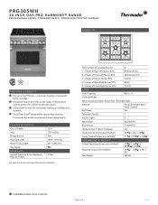 Thermador PRG305WH Product Spec Sheet