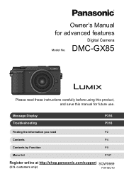 Panasonic DMC-GX85WK Advanced Operating Manual