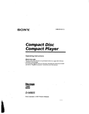 Sony D-M805 Operating Instructions primary manual