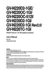 Gigabyte GV-N220D2-1GE Manual