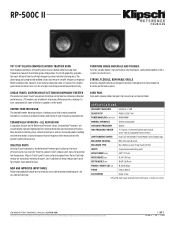 Onkyo Klipsch RP-500C II RP C II Spec Sheet v