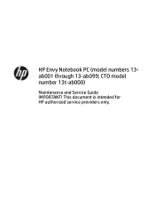 HP ENVY 13-ab000 Envy Notebook PC model numbers 13-ab001 through 13-ab099; CTO model number 13t-ab000 Maintenance and Service Guide