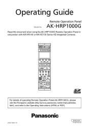 Panasonic AK-HRP1000 Operating Guide with AW-HR140 AW-HE130