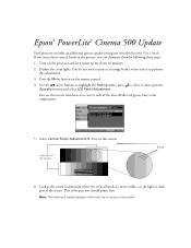Epson PowerLite Cinema 500 Supplemental / Late Breaking Information