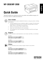 Epson WorkForce WF-2830 Quick Guide and Warranty