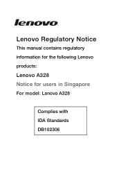 Lenovo A328 Regulatory Notice (Singapore) - Lenovo A328 Smartphone