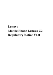 Lenovo VIBE Z2 Lenovo Z2 Regulatory Notice (Web)