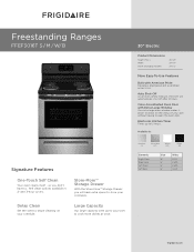 Frigidaire FFEF3016TB Product Specifications Sheet