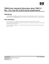 HP Carrier-grade cc3300 TAM Errata: Important Information about TAM 2.0 Rev 1 For Your HP cc3310 Carrier Grade Server