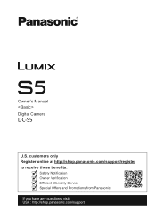 Panasonic LUMIX S5 DC-S5 Basic Owners Manual