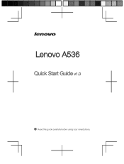 Lenovo A536 (English) Quick Start Guide - Lenovo A536 Smartphone