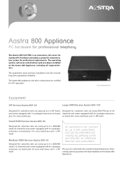 Aastra 800 Datasheet Aastra 800 Appliance
