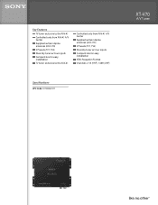 Sony XT-V70 Marketing Specifications