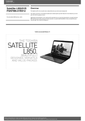 Toshiba L850 PSKFWA-01R012 Detailed Specs for Satellite L850 PSKFWA-01R012 AU/NZ; English