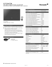 Thermador CIT304TM Product Spec Sheet