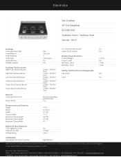Electrolux ECCG3672AS Product Specifications Sheet English