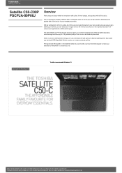 Toshiba Satellite C50 PSCPJA-00P00J Detailed Specs for Satellite C50 PSCPJA-00P00J AU/NZ; English