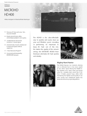 Behringer HD400 Product Information Document