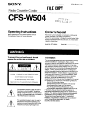 Sony CFS-W504 Users Guide