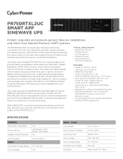 CyberPower PR750RTXL2UC Datasheet