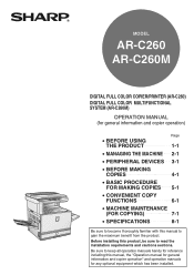 Sharp AR-C260M AR-C260 | AR-C260M Operation Manual