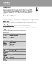 Sony MDR-ZX300AP Marketing Specifications (Black model)