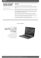 Toshiba Satellite U940 PSU6SA-02G002 Detailed Specs for Satellite U940 PSU6SA-02G002 AU/NZ; English