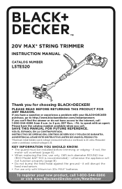 BLACK DECKER LSTE523 20V Max String Trimmer Instruction Manual