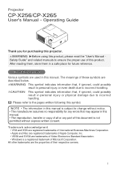 Hitachi CPX265 User Manual