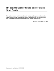 HP Carrier-grade cc3300 Quick Start Guide - HP cc2300 Carrier Grade Server