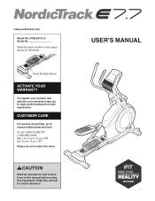 NordicTrack E 7.7 Elliptical Manual