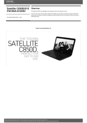 Toshiba C850 PSC9SA-01X00C Detailed Specs for Satellite C850 PSC9SA-01X00C AU/NZ; English