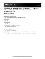 Vaddio EasyMic Table MicPOD with keypad EasyUSB Table MicPOD Firmware Update Instructions / Release Notes V1.09