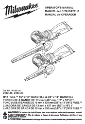 Milwaukee Tool M12 FUEL 3/8inch X 13inch Bandfile Operators Manual
